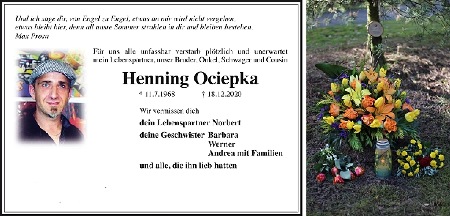 Henning O. *11.07.1968 † 18.12.2020